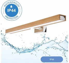 Aplică LED pentru oglindă de baie Brilagi WOODY MIRROR LED/12W/230V IP44 stejar/crom