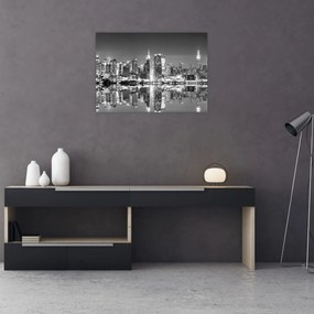 Tablou pe sticlă - New York, alb-negru (70x50 cm)