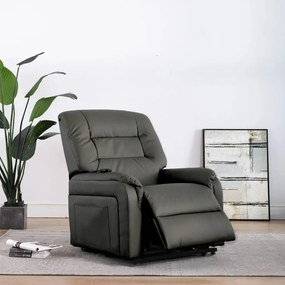 249910 vidaXL Fotoliu TV rabatabil electric vertical, gri, piele ecologică
