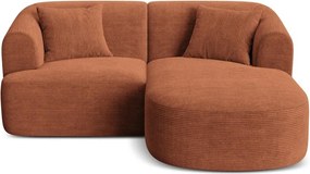 Colțar teracotă cu tapițerie din catifea reiată (cu colț pe partea dreaptă/cu șezlong) Campi – Cosmopolitan Design