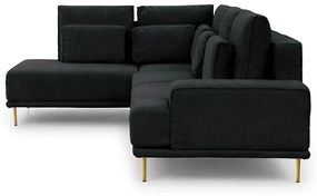 Canapea de colț pentru camera de zi Nicole L Stânga - Negru Vogue 18/picioare aurii