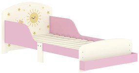 AIYAPLAY Pat copii mic, cadru cu design stele și spațiu de depozitare, roz | Aosom Romania