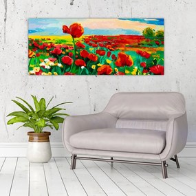 Tablou - Câmp cu maci (120x50 cm)