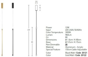 Pendul, lustra LED design liniar Fizz auriu