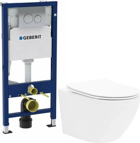 Pachet vas wc Rune Ivaldi, capac slim softclose, rezervor wc Geberit Duofix si clapeta crom Delta20