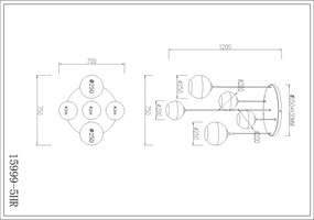 Globo 15999-5HR - Lustră suspendată pe cablu RAGUSA, 5xE27/60W/230V