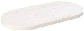 824346 vidaXL Blat de masă, alb, 70x35x2,5 cm, lemn masiv de pin, oval