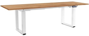 Masă înălțime reglabilă OfficeTech Strong 240 x 80 cm, picioare albe, stejar kraft
