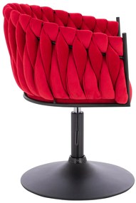 HR750N Scaun Roşu din Catifea cu Bază Neagră
