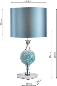 Där Lighting ELS4223 - Lampă de masă ELSA 1xE27/40W/230V albastru/crom lucios