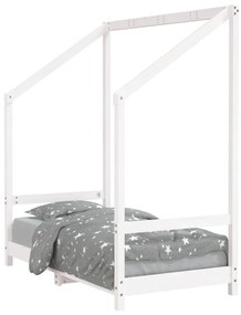 835707 vidaXL Cadru de pat pentru copii, alb, 70x140 cm, lemn masiv de pin