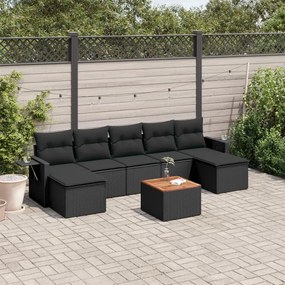 3257021 vidaXL Set mobilier de grădină cu perne, 8 piese, negru, poliratan