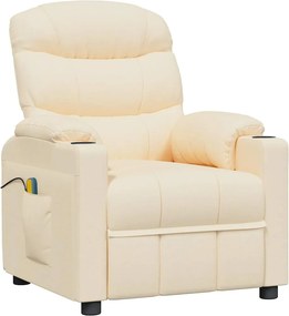 vidaXL Fotoliu de masaj, crem, material textil