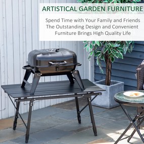 Outsunny Barbecue BBQ Grill de Masa cu Carbune Portabil Pliabil,Fier,Negru, 59x43x36cm
