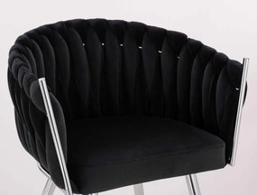 HR750 Scaun cu picioare Cromata Neagră din Catifea