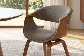 Scaun design scandinav, Lemn de frasin, textil gri texturat ORGANIC