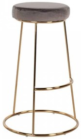 Scaun bar gri piatra/auriu din catifea si fier Brandy Richmond Interiors