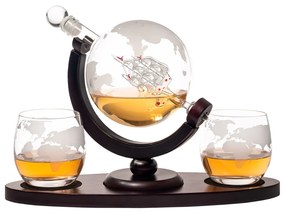 Set Decantor  2 Pahare whisky EARTH GLOBE