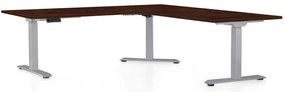 Masă înălțime reglabilă OfficeTech Angle, 180 x 200 cm, picioare gri, wenge