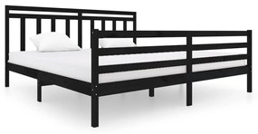 3100678 vidaXL Cadru de pat, negru, 200x200 cm, lemn masiv