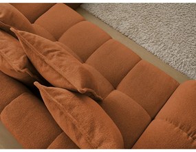 Colțar teracotă extensibil/cu spațiu de depozitare cu tapițerie din chenille (cu colț pe partea dreaptă/în formă de ”L”) Everest – Bobochic Paris