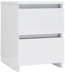 Noptiera, 2 buc., alb foarte lucios, 30 x 30 x 40 cm, PAL