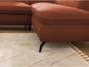 Colțar teracotă cu tapițerie din chenille (cu colț pe partea dreaptă/în formă de ”L”) Marbeya – Ropez