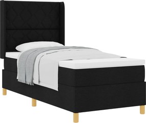 vidaXL Pat cu arcuri cu saltea Negru 100 x 200 cm țesătură