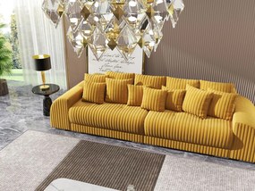 Canapea extensibilă dumonde cu 2 lăzi de depozitare si sezut confortabil din spuma high-density, Verona Ambiance Mustar 310x100 cm