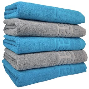 Set 5 Prosoape Baie, Bumbac 100% Gri,Bleu