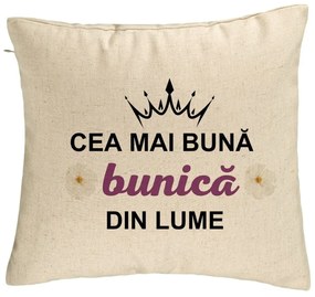 Perna Decorativa pentru Bunica 11, 40x40 cm, Bej, Husa Detasabila, Burduf