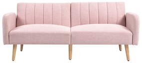 HOMCOM Canapea extensibilă 2 locuri Design scandinav Spătar înclinat 3 poziții Picioare din lemn Țesătură aspect in Roz | Aosom Romania