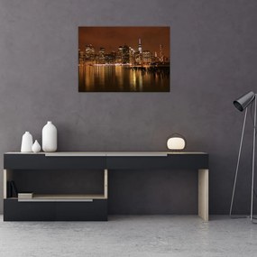 Tablou pe sticlă orașului nocturn (70x50 cm)