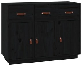 820151 vidaXL Servantă, negru, 100x40x75 cm, lemn masiv de pin