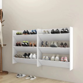 Pantofare de perete, 2 buc., alb, 80x18x90 cm, PAL