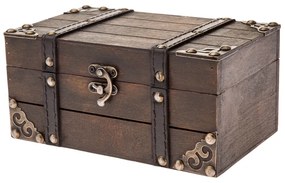 Cufăr din lemn cu feronerie Captain, 20 x 12 x 10cm