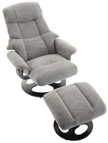 Fotoliu confortabil de relaxare cu funcție de masaj și încălzire, rotativ la 360°, spătar reglabil și taburet, material chenille, 81x83,5x111 cm, Gri