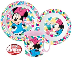 Disney Minnie set de masă, set micro plastic cu cană 350 ml