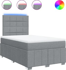vidaXL Pat box spring cu saltea, gri deschis, 120x190 cm, textil