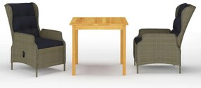 vidaXL Set mobilier de grădină, 3 piese, maro