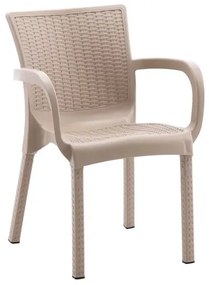 Scaun gradina/terasa, Chomik, plastic, ratan sintetic, cappuccino, 60x60x82 cm