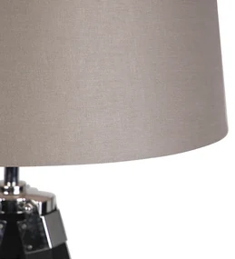 Lampă de podea cu trepied negru cu abajur 45cm din in taupe