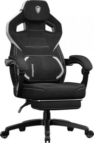 RESIGILAT- DOWINX Scaun gaming, ergonomic, suport lombar cu masaj, Șezut cu Arcuri Metalice și Spumă, Spătar înalt, rabatabil 90°-135°, Suport picioare, rezistent 150 kg, material textil respirabil, Negru