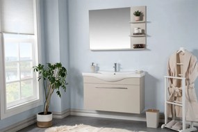 Set Mobilier Baie Arches, Include Baza Lavoar, Lavoar și Oglinda, 100 cm, Latte
