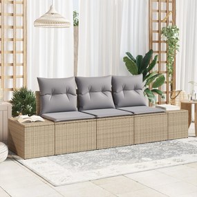 vidaXL Set de canapele pentru grădină 3 pcs Bej Rattan poli