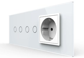 Intrerupator Dublu + Dublu + Priza LIVOLO cu Rama Din Sticla, Standard Italian, 6M