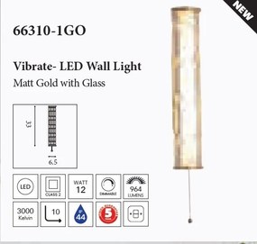 Aplica LED de perete baie metal aurie Vibrate 33cm