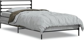 vidaXL Cadru de pat, gri sonoma, 75x190 cm, lemn prelucrat și metal