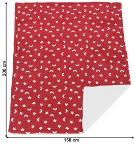 Pătură cu două feţe imitaţie miel, oxy fire roşu/alb/model, 150x200, NAVO