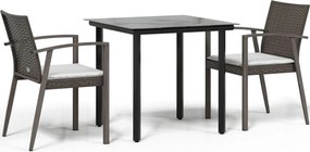 vidaXL Set mobilier de grădină cu perne, 3 piese, poliratan și oțel